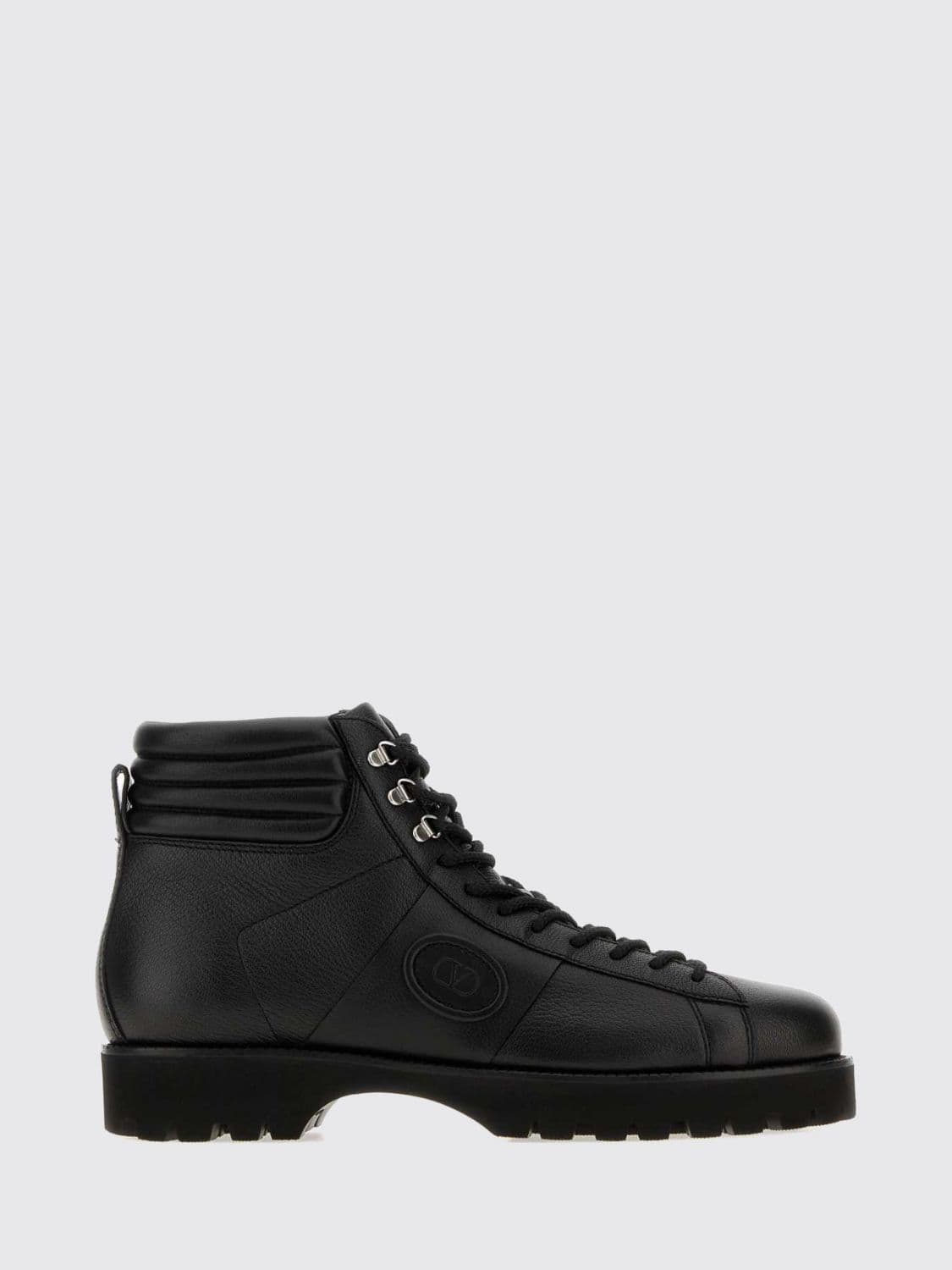 Valentino Garavani VLogo Signature Grained Leather Lace-Up Ankle Boots