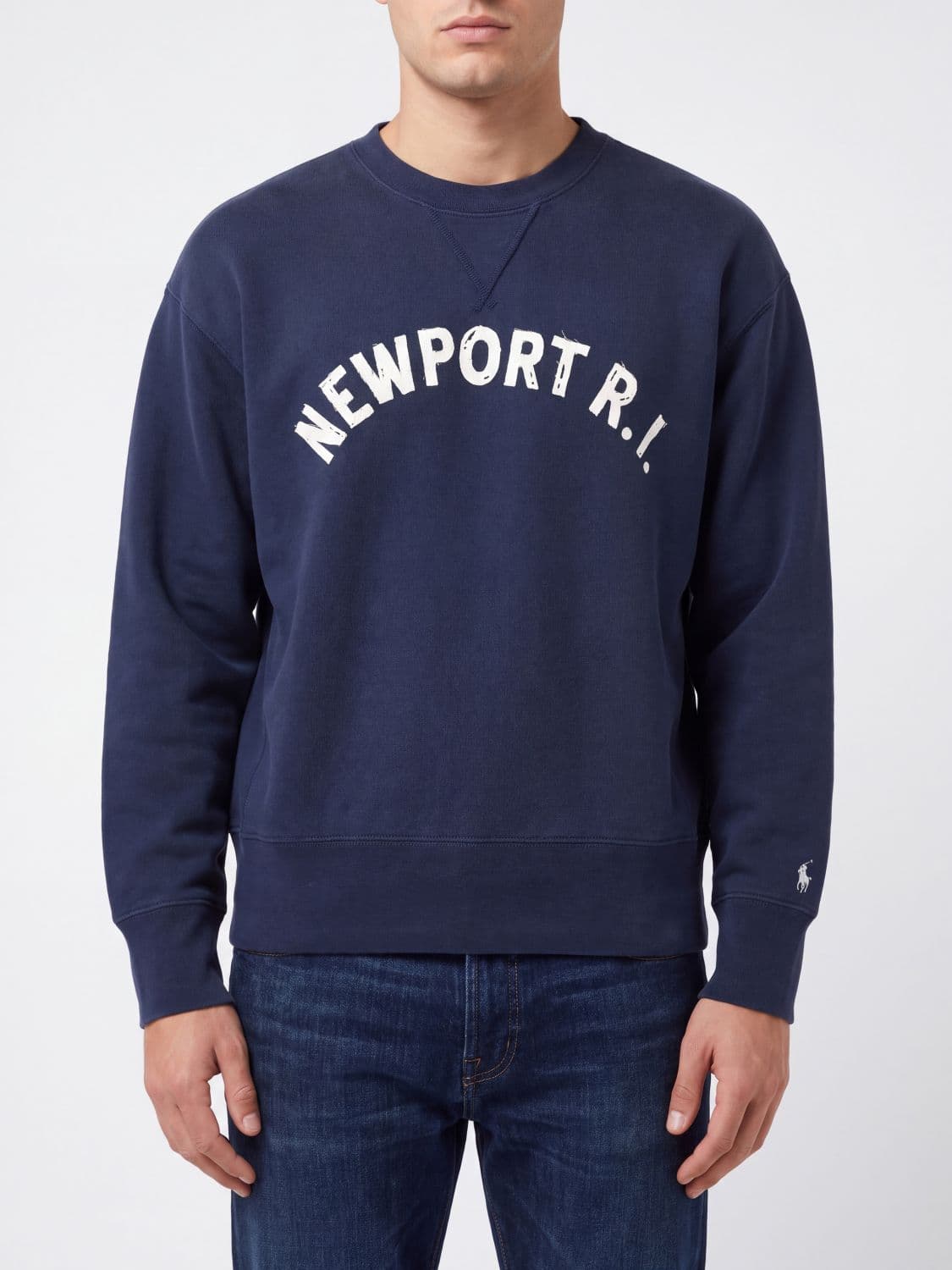 Polo Ralph Lauren Cotton Crewneck Sweatshirt with Contrast Logo Print