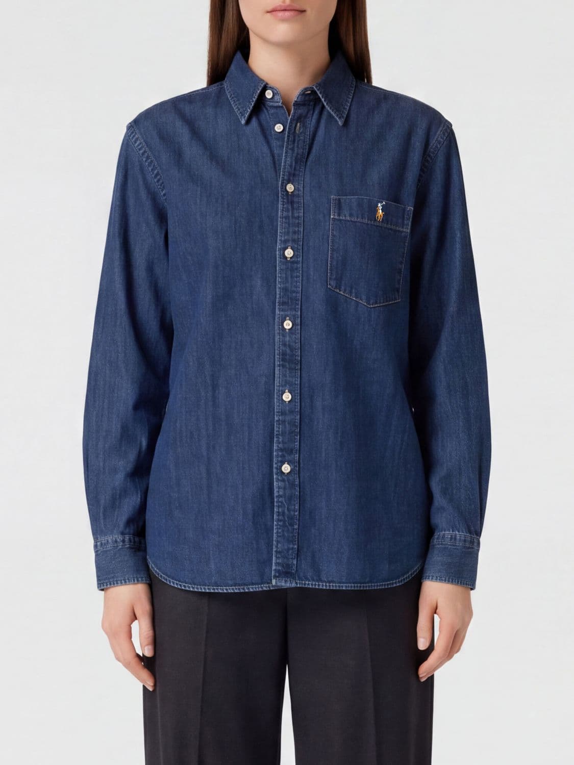 Polo Ralph Lauren Cotton Denim Shirt with Embroidered Pony Logo