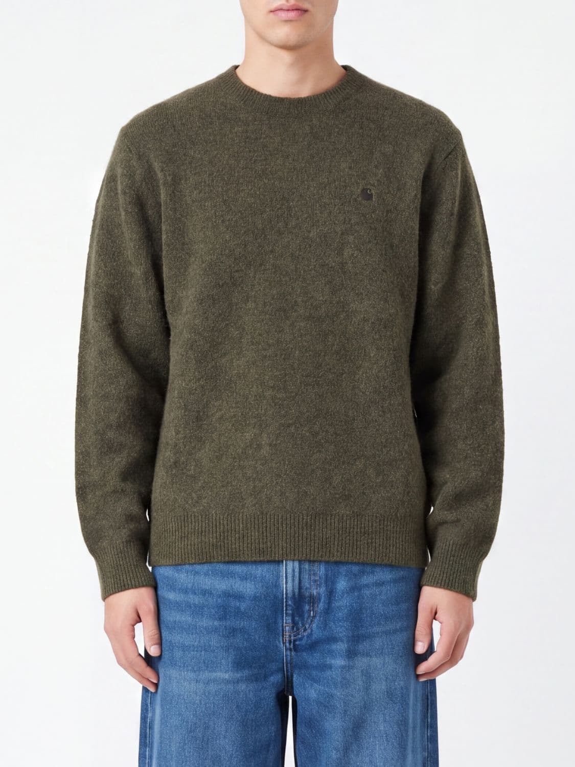 Carhartt Wip Curtis Crewneck Jumper in Acrylic Blend with Embroidered Logo
