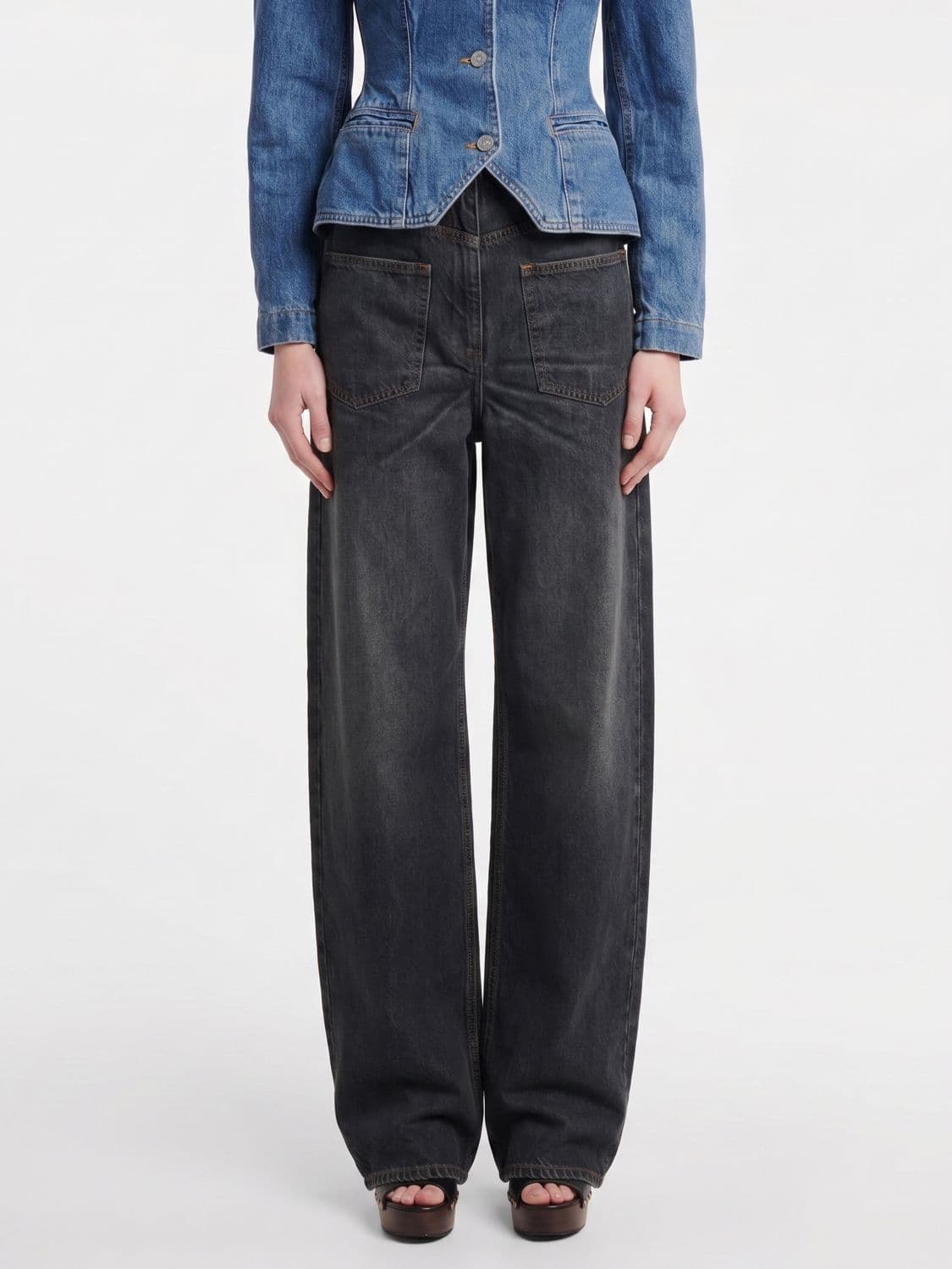Mm6 Maison Margiela High-Waisted Baggy Denim Jeans with Side Zip Closure