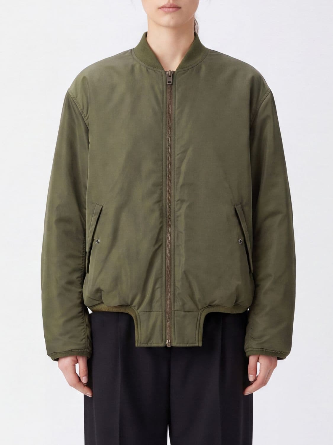 Mm6 Maison Margiela Polyamide Bomber Jacket with Asymmetrical Hem