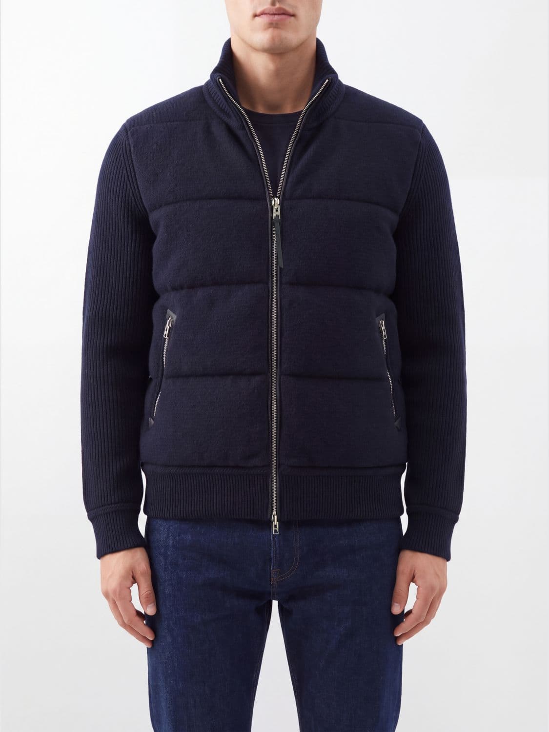Tom Ford Virgin Wool Cardigan with Quilted and Padded Panels