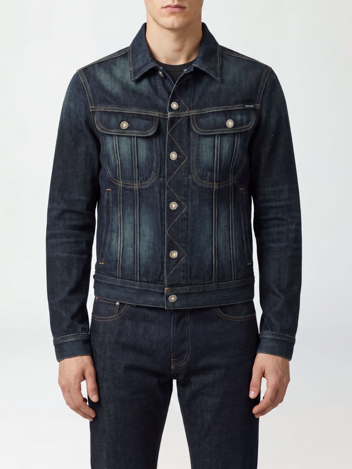 Tom Ford Stone-Washed Denim Shirt Jacket with Contrast Stitching