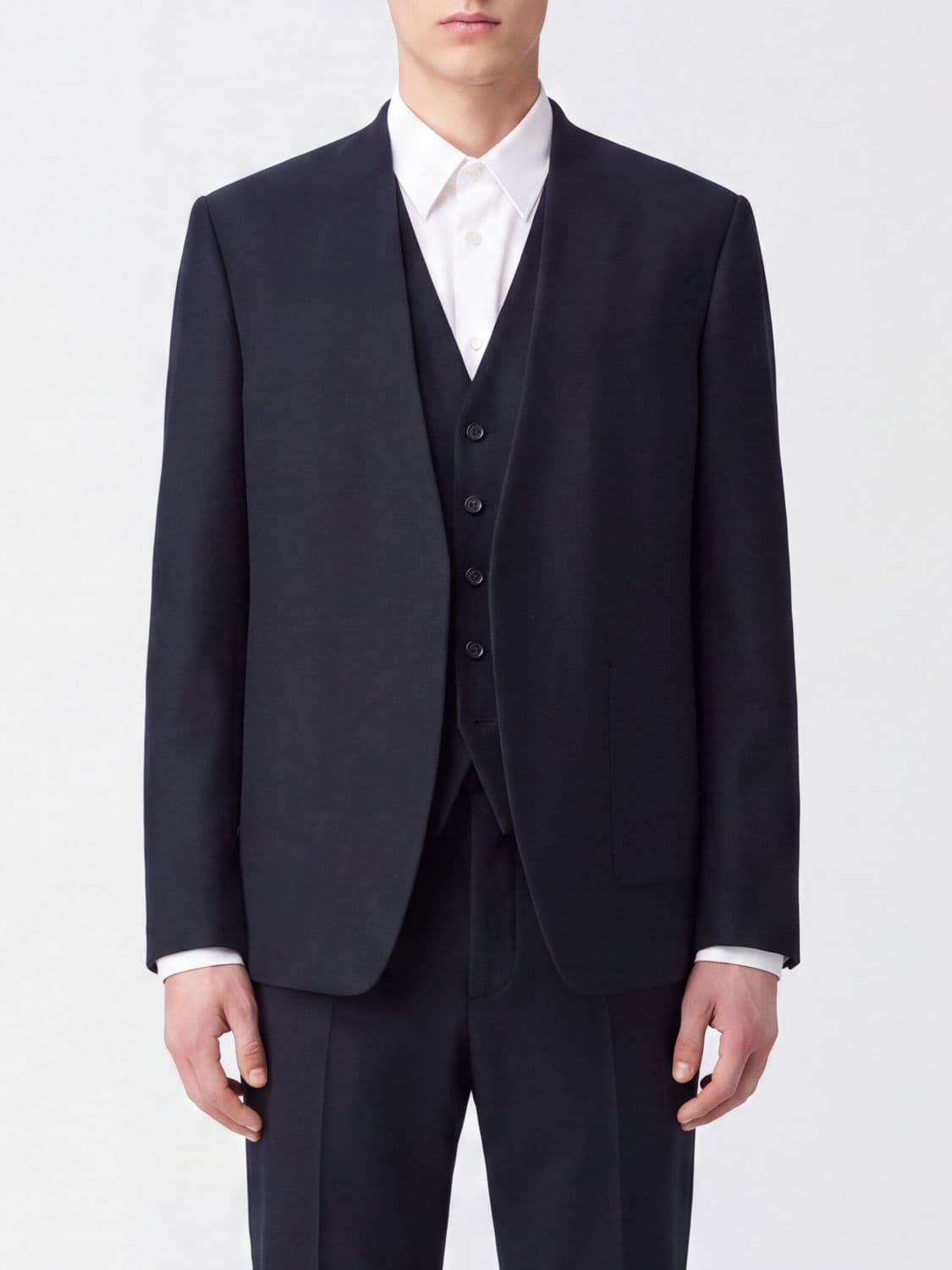 Maison Margiela Open-Front Single-Breasted Blazer in Pure Virgin Wool