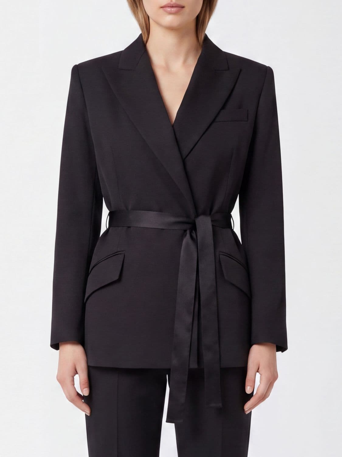 Elisabetta Franchi Robe-Style Jacket with Peaked Lapels and a Tie Belt