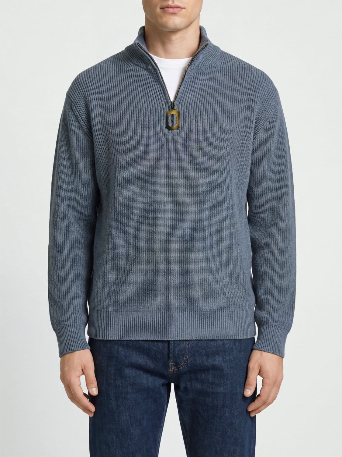 Jw Anderson High-Neck Half-Zip Jumper in Wool Blend