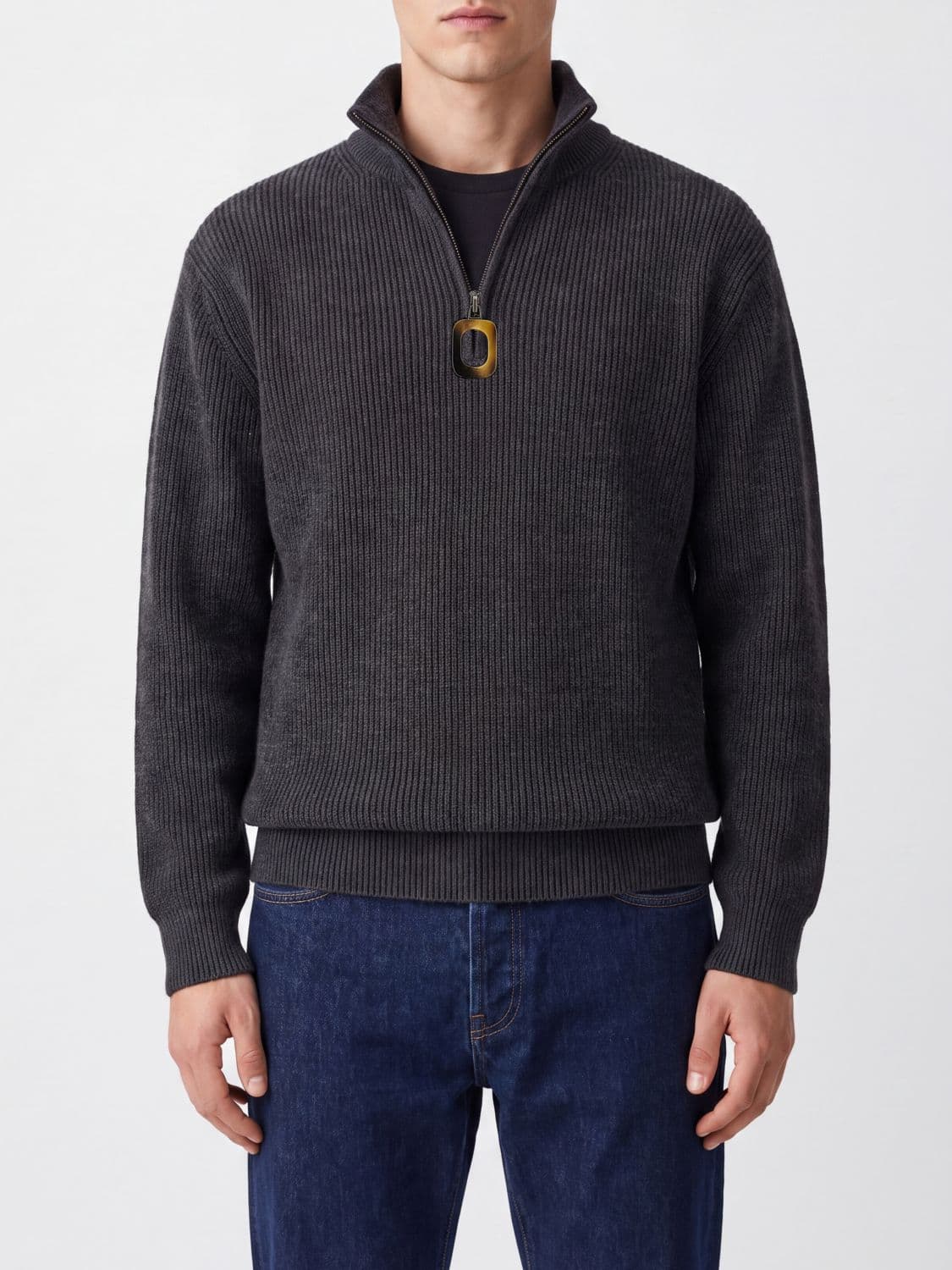 Jw Anderson High-Neck Half-Zip Jumper in Wool Blend