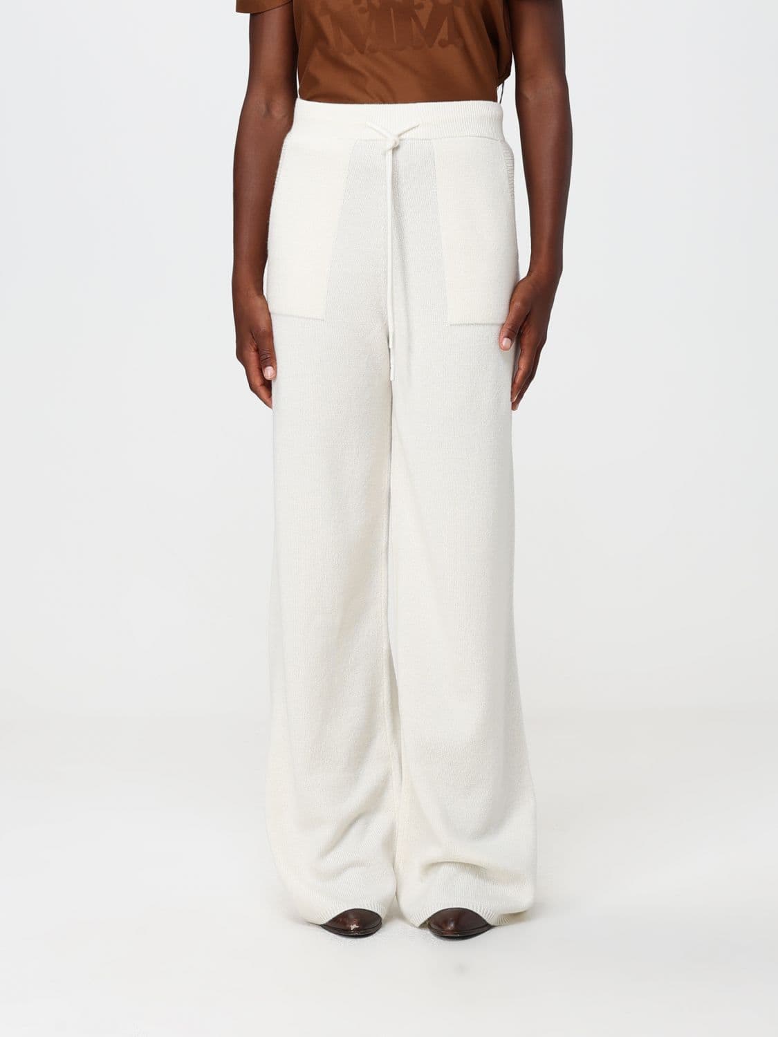 Max Mara High-Waisted Pure Cashmere Knit Wide-Leg Trousers