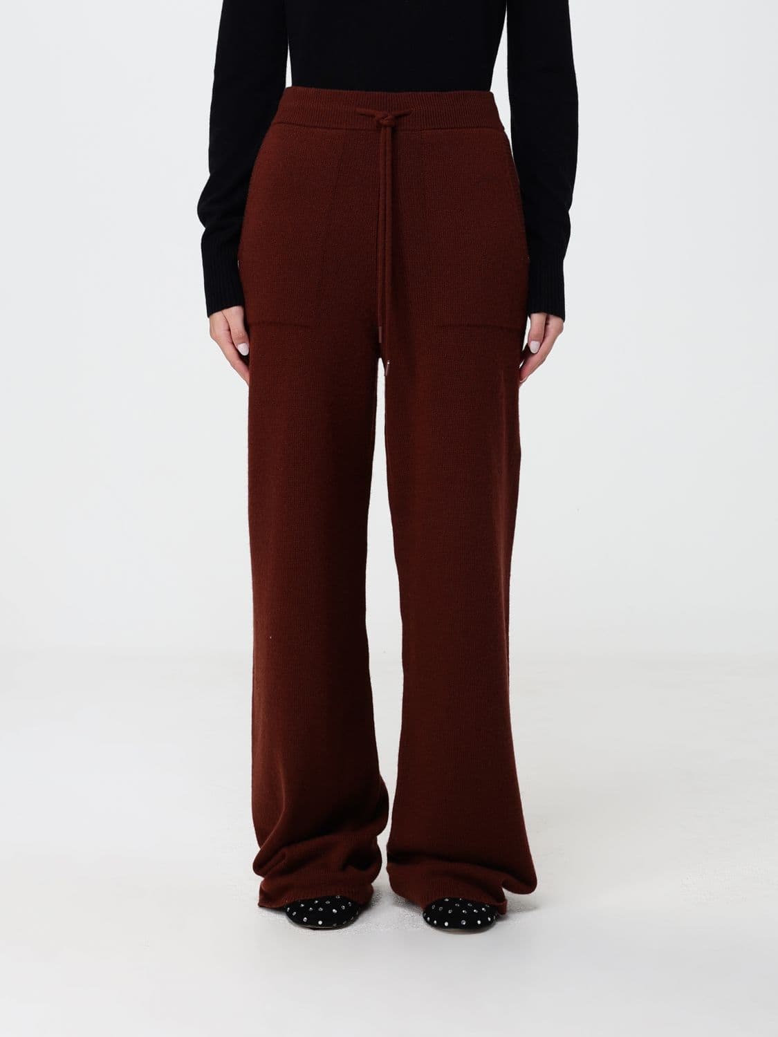Max Mara High-Waisted Pure Cashmere Knit Wide-Leg Trousers