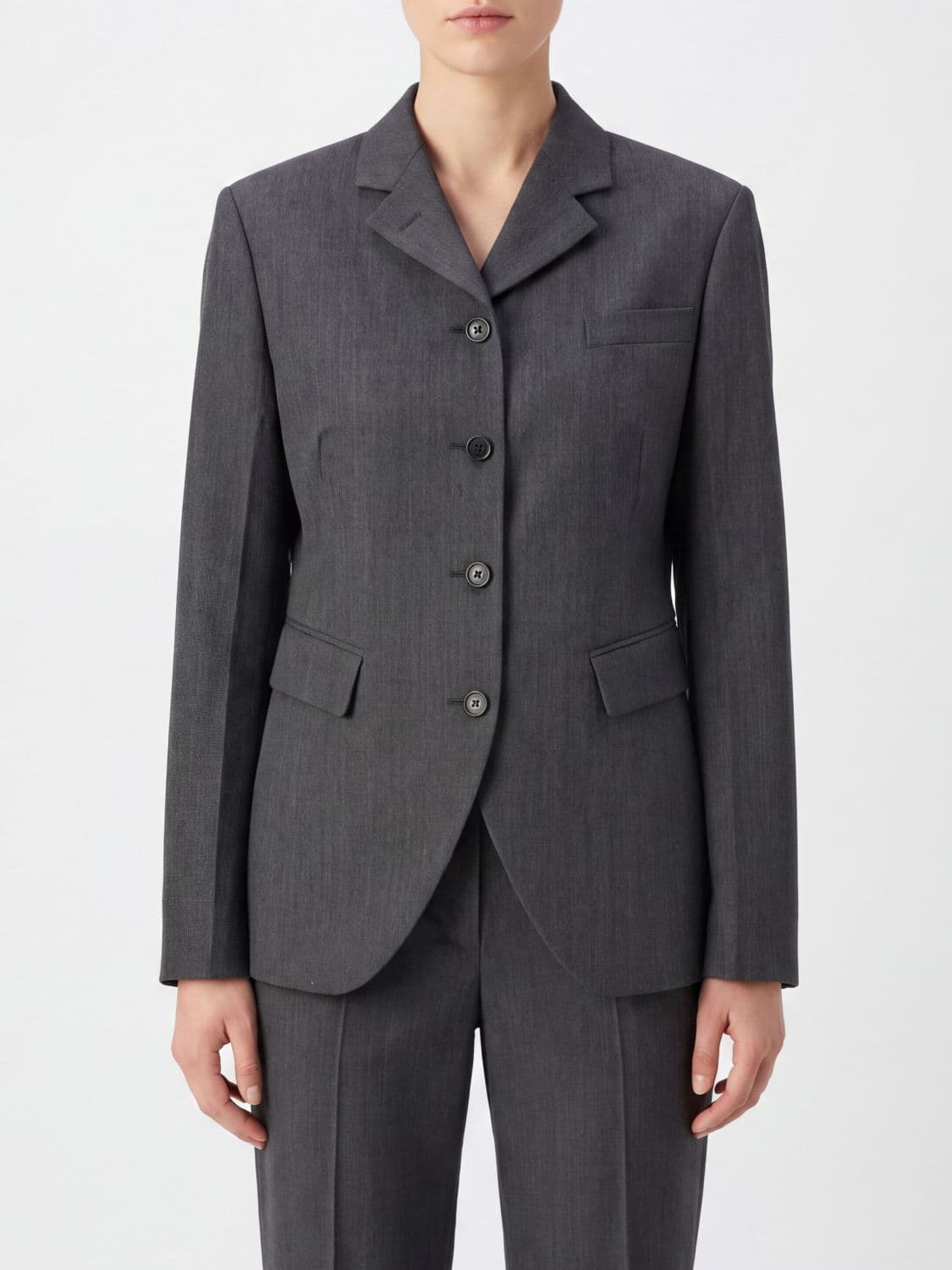 Jil Sander Single-Breasted Slim Fit Cropped Blazer in Wool and Mohair