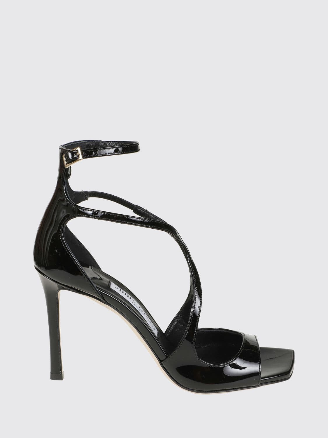 Jimmy Choo Azia Patent Leather High Heel Sandals with Ankle Strap