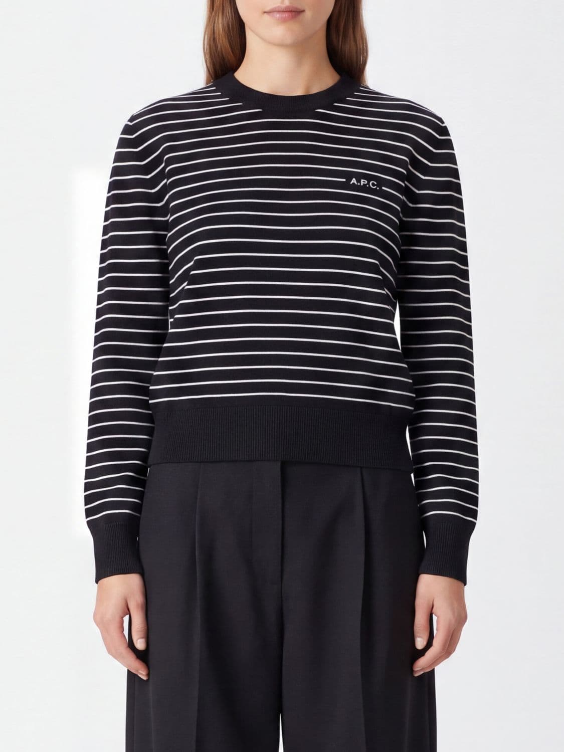 A.p.c. A. P.C. Striped Pattern Long-Sleeved Cotton Crewneck Jumper