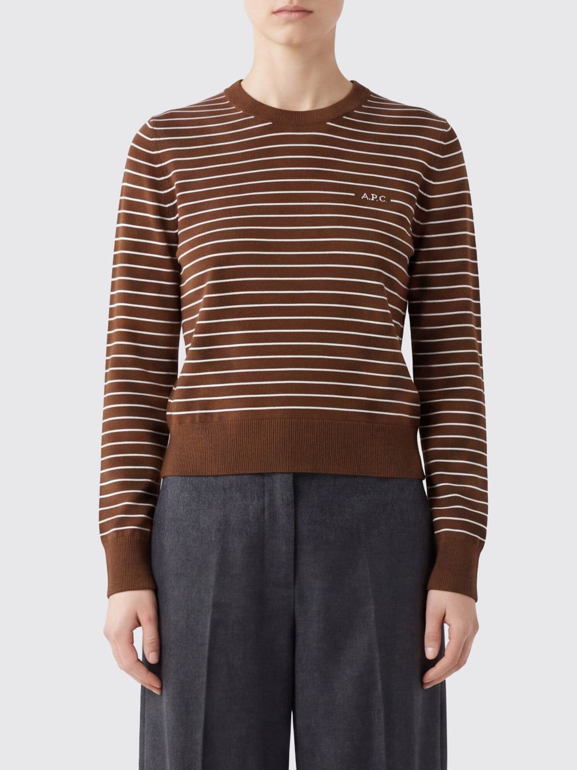 A.p.c. A. P.C. Striped Pattern Long-Sleeved Cotton Crewneck Jumper