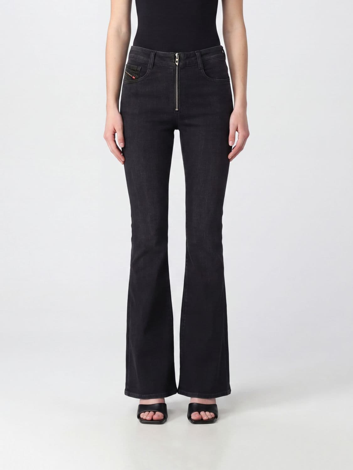 Diesel 1973 D-Partt Flared Jeans in Mid-Rise Stretch Cotton Denim
