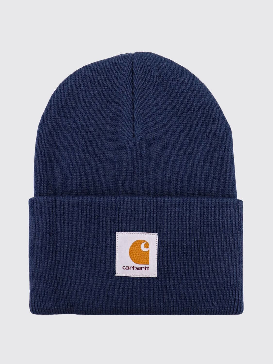 Carhartt Wip Acrylic Beanie Hat with Embroidered Logo and Turn-Up