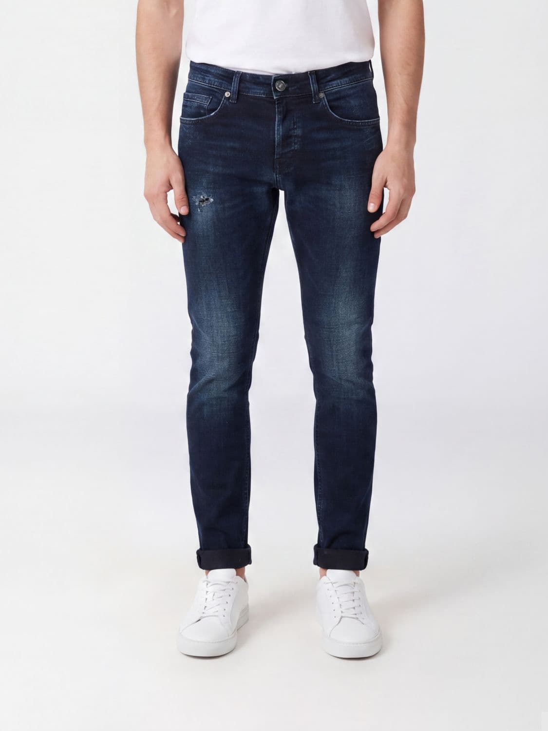 Dondup George Five-Pocket Slim Fit Jeans in Black Stretch Denim