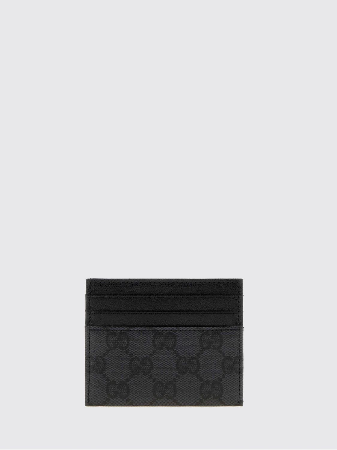 Gucci GG Supreme Monogram Flat Card Holder with Leather Trim