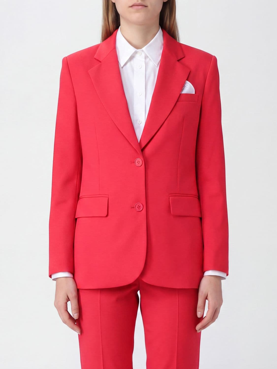 Elisabetta Franchi Single-Breasted Cropped Crêpe Blazer with Lapel Collar