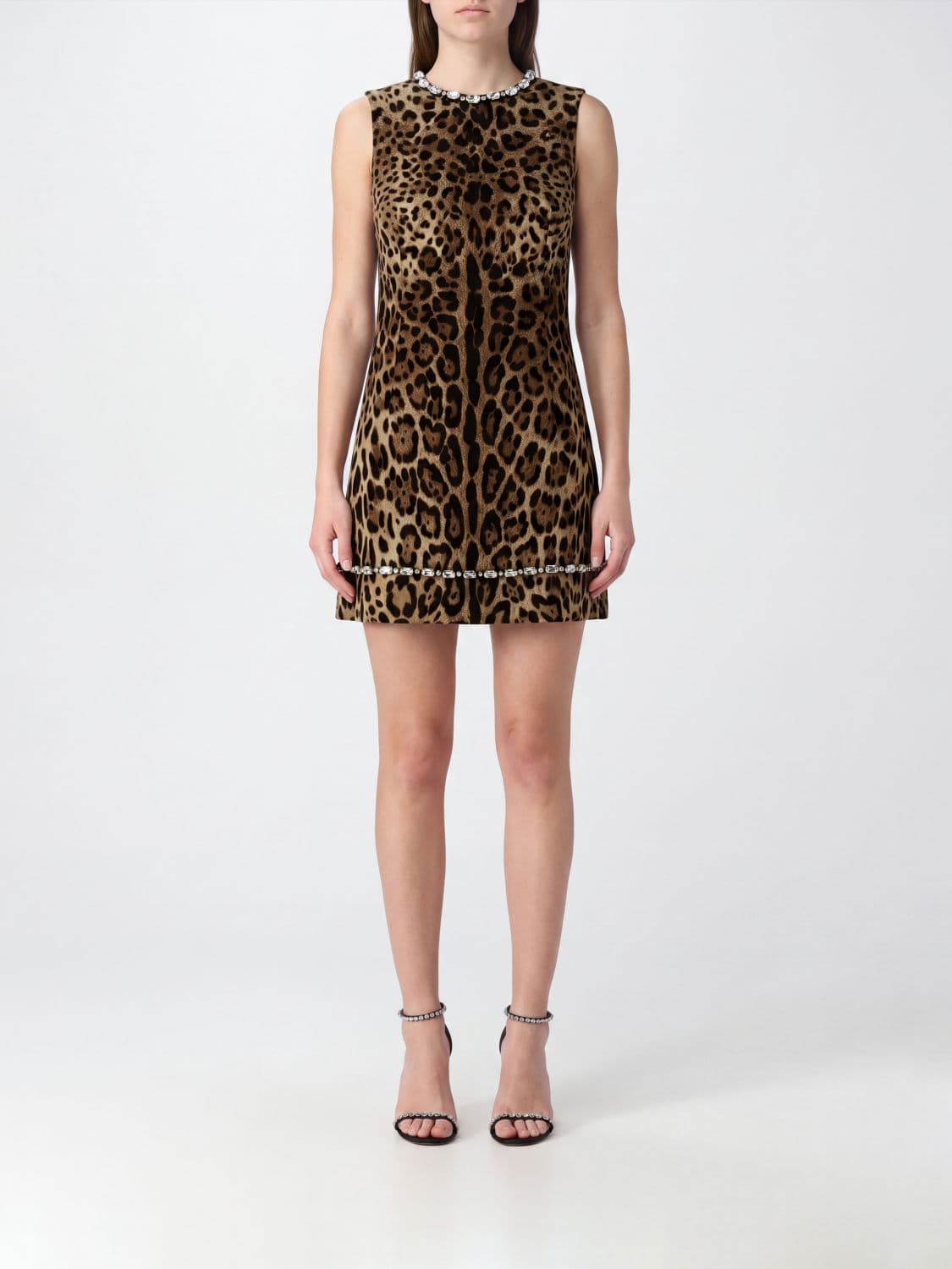 Dolce & Gabbana Animalier Print Silk Off-the-Shoulder Mini Sheath Dress