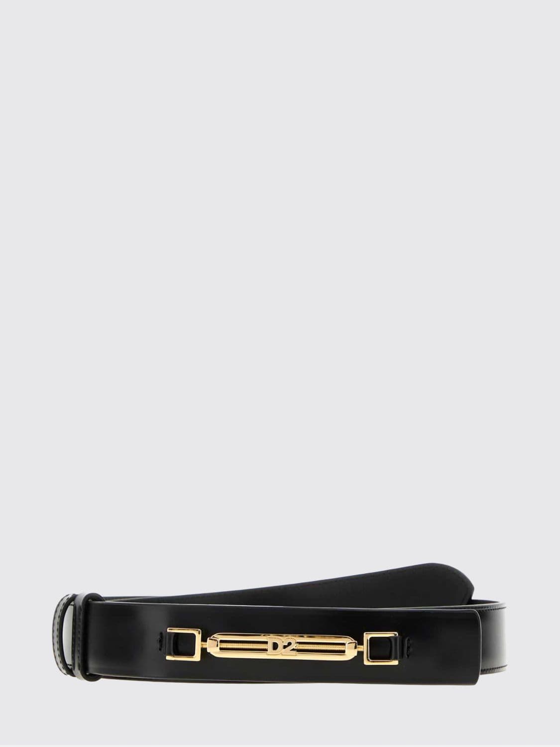 Dsquared2 Smooth Leather Belt for Women with Golden Metal Logo Buckle