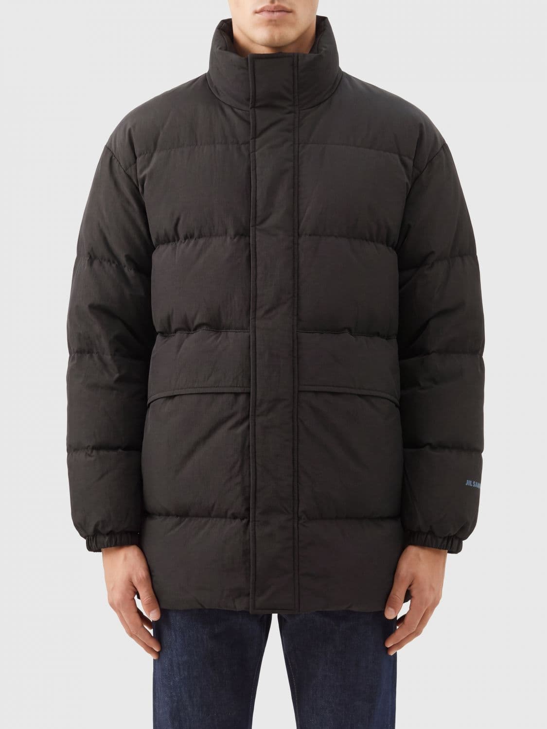Jil Sander Quilted Nylon Puffer Jacket with High Neck and Patch Pockets