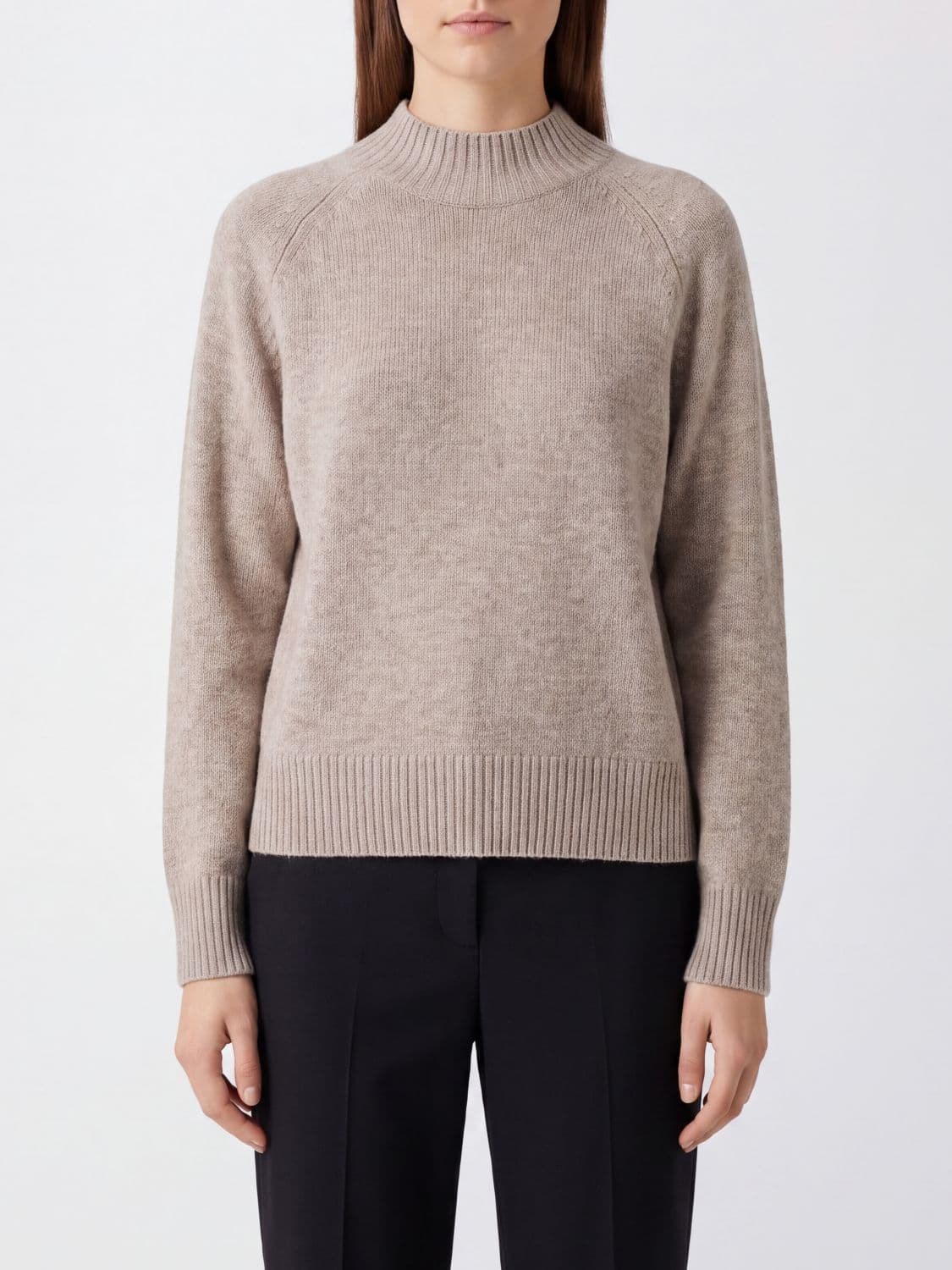 Allude Slim Fit Long-Sleeved Cashmere Mock Neck Jumper