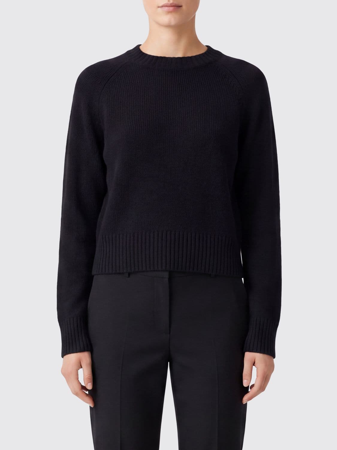 Allude Long-Sleeved Cashmere Crewneck Jumper with Ribbed Hem
