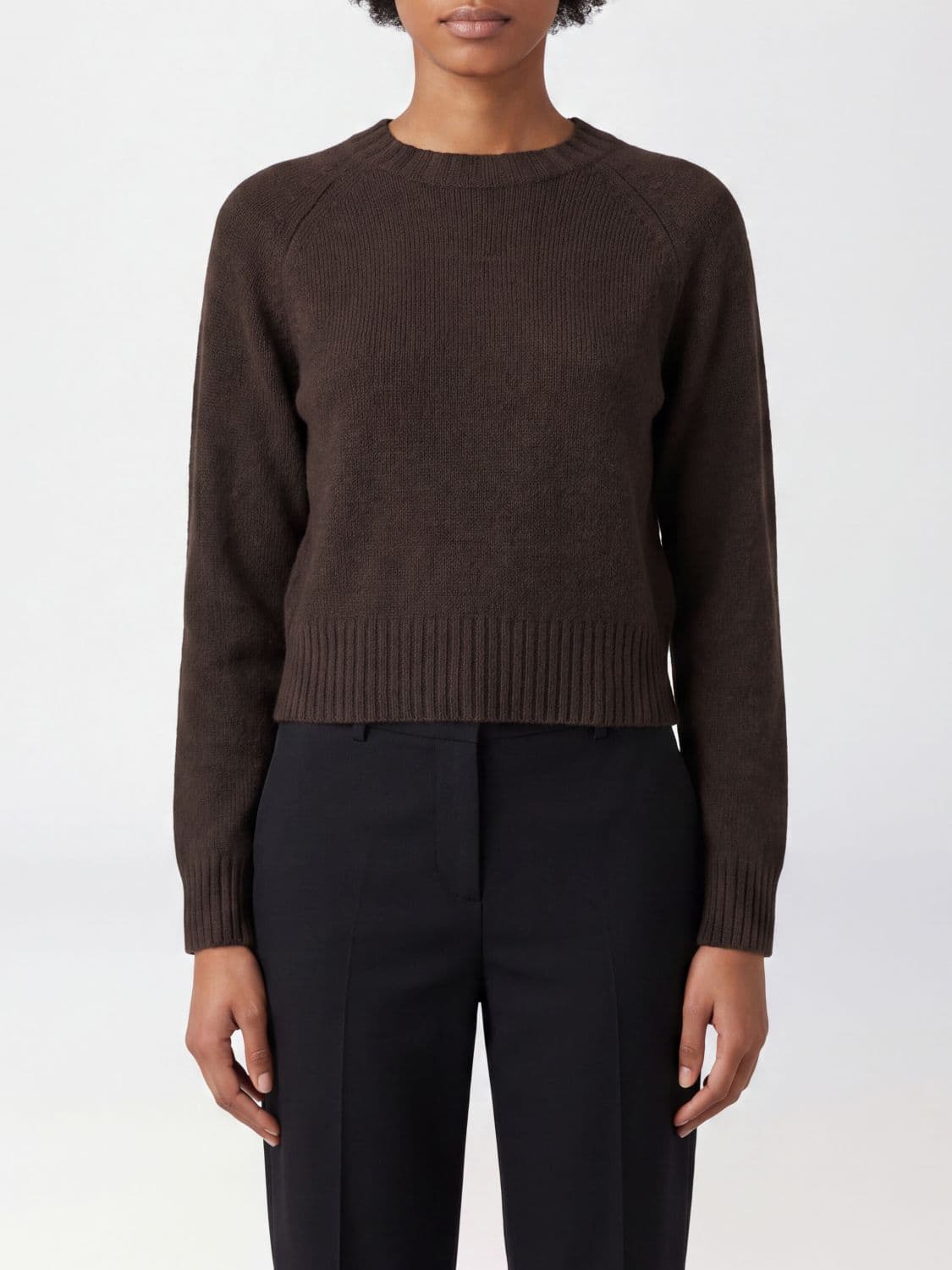 Allude Long-Sleeved Cashmere Crewneck Jumper with Ribbed Hem