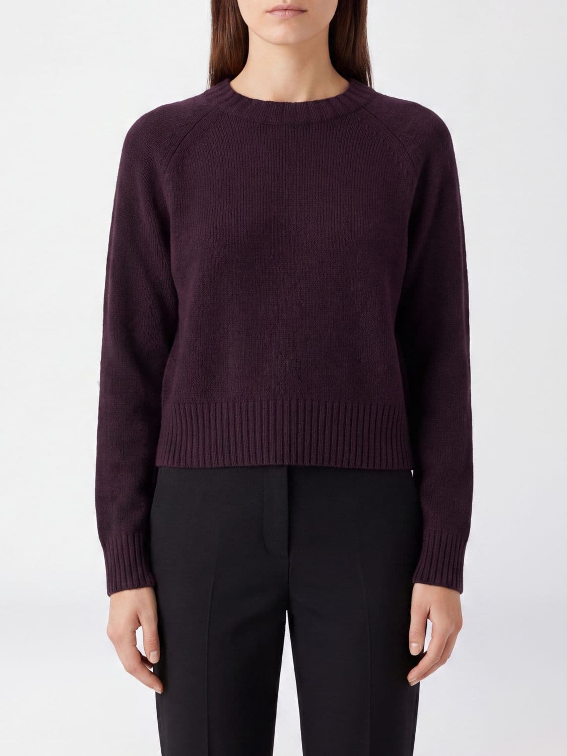 Allude Long-Sleeved Cashmere Crewneck Jumper with Ribbed Hem