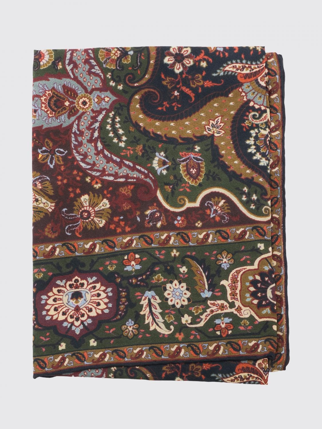 Etro Rectangular Scarf in Silk and Viscose with Iconic Paisley Print · OS