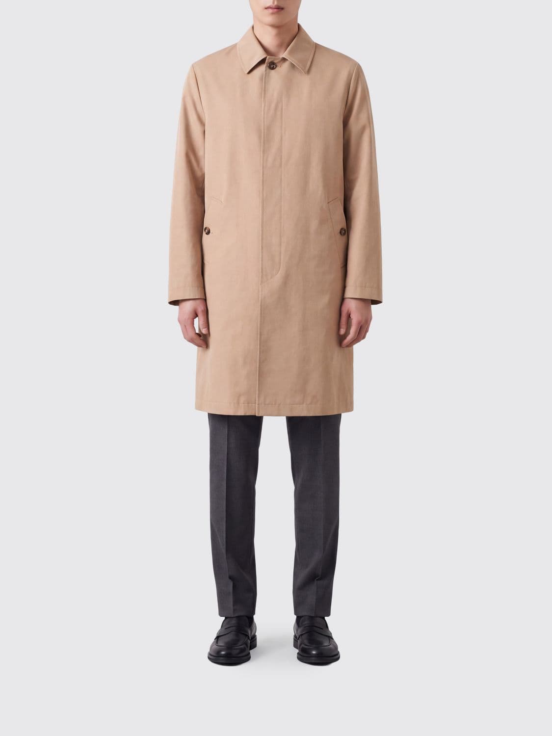 Canali Single-Breasted Cotton-Blend Trench Coat with Concealed Fastening