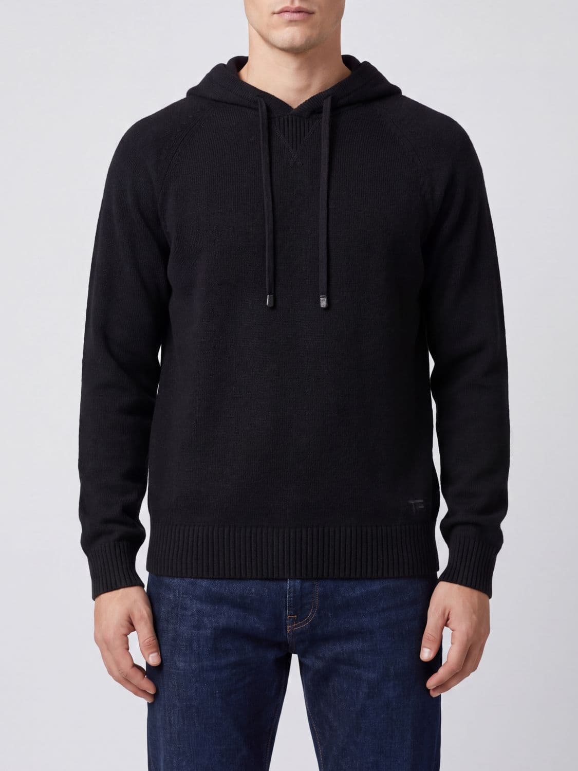 Tom Ford Pure Cashmere Drawstring Hoodie with Ribbed Trims