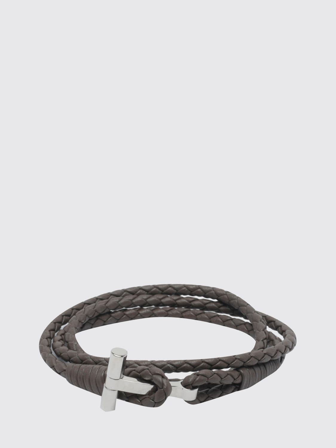Tom Ford Multi-Strand Woven Calfskin Leather Bracelet with Logo