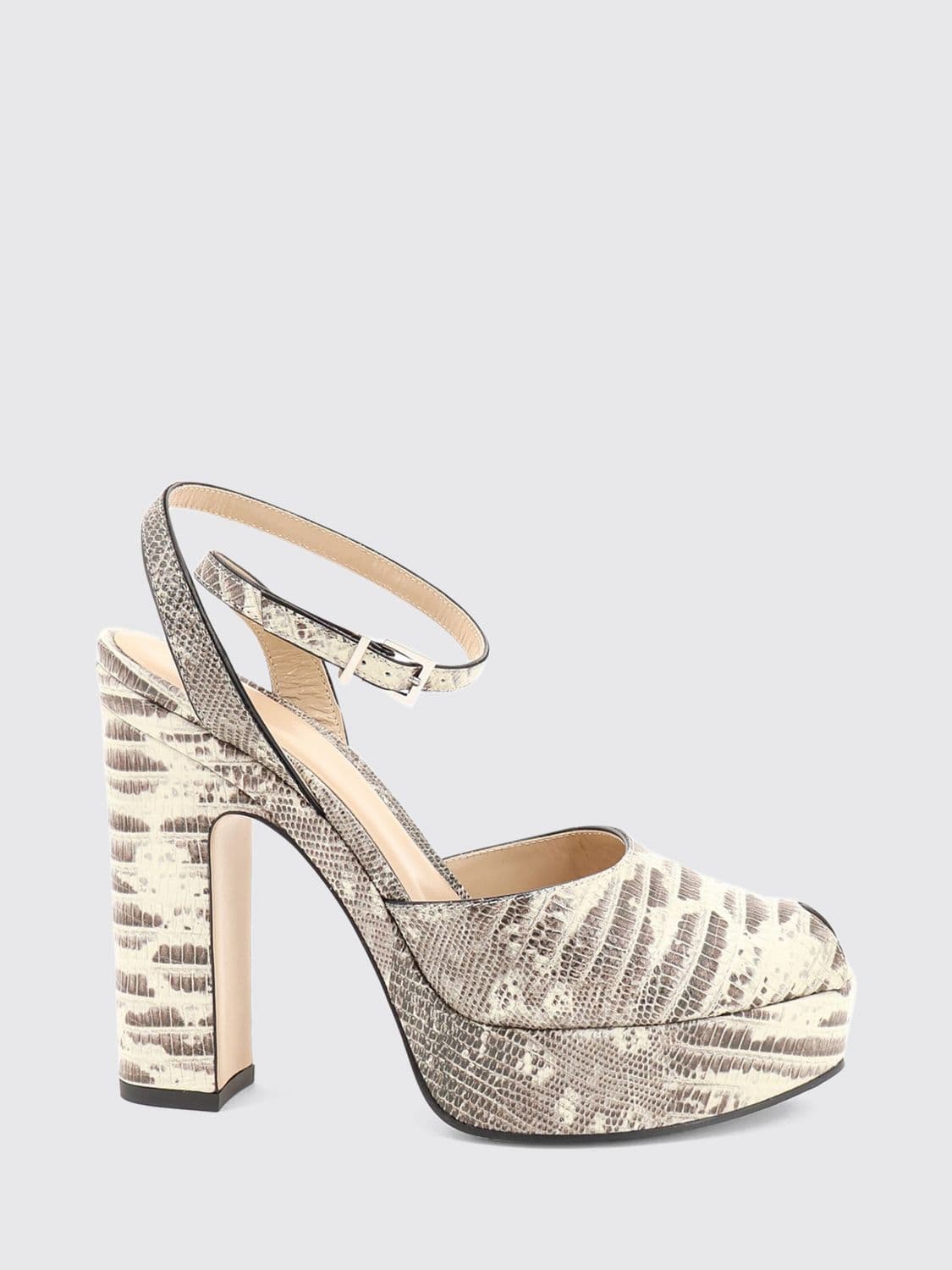 Fendi After 9 Python-Print Leather Platform Sandals with High Block Heel