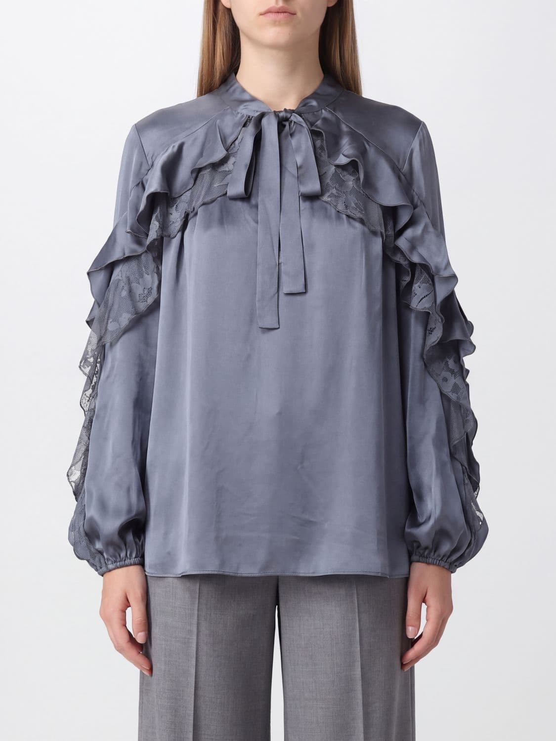 Zimmermann Valiant Silk Blouse with Ruffles and Long Sleeves