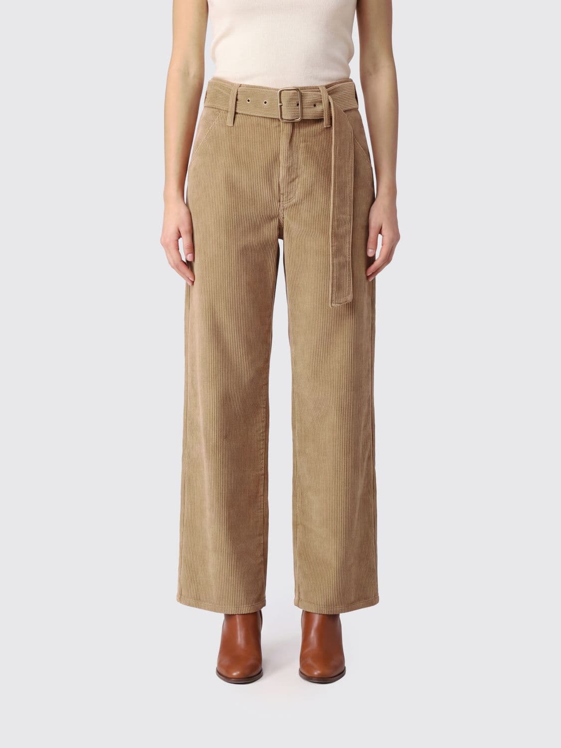 Darkpark High-Waisted Straight-Leg Corduroy Trousers with Adjustable Belt