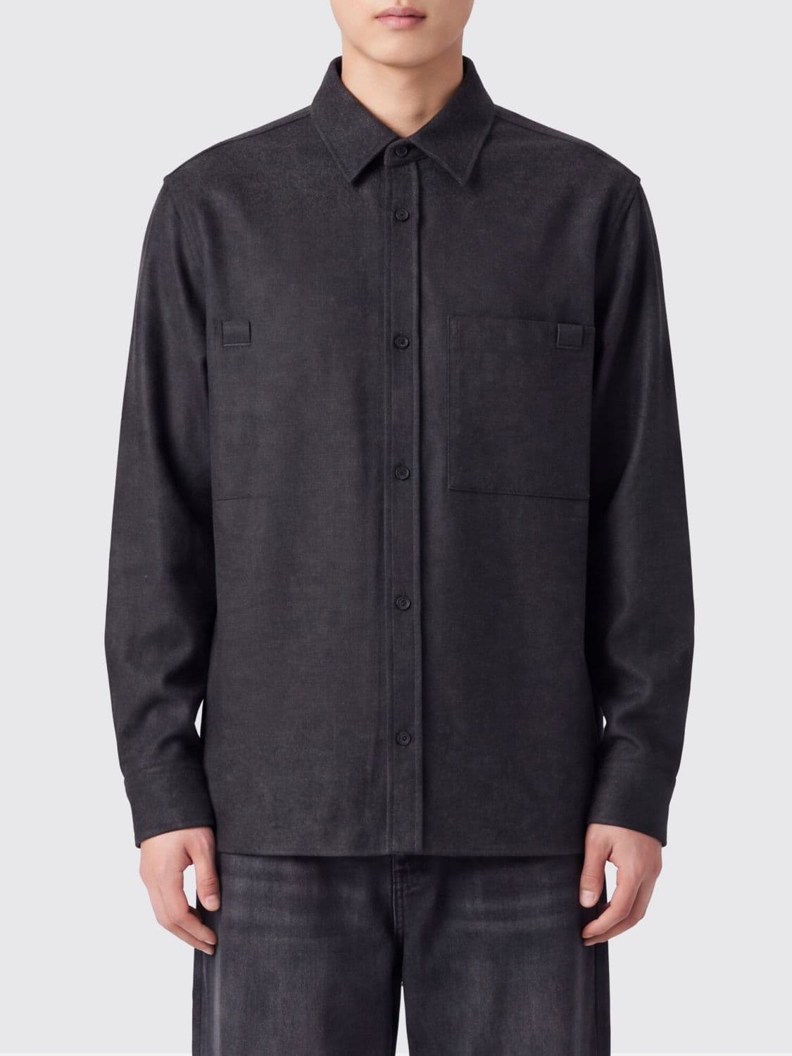Darkpark Serge Long-Sleeved Shirt in Pure Virgin Wool