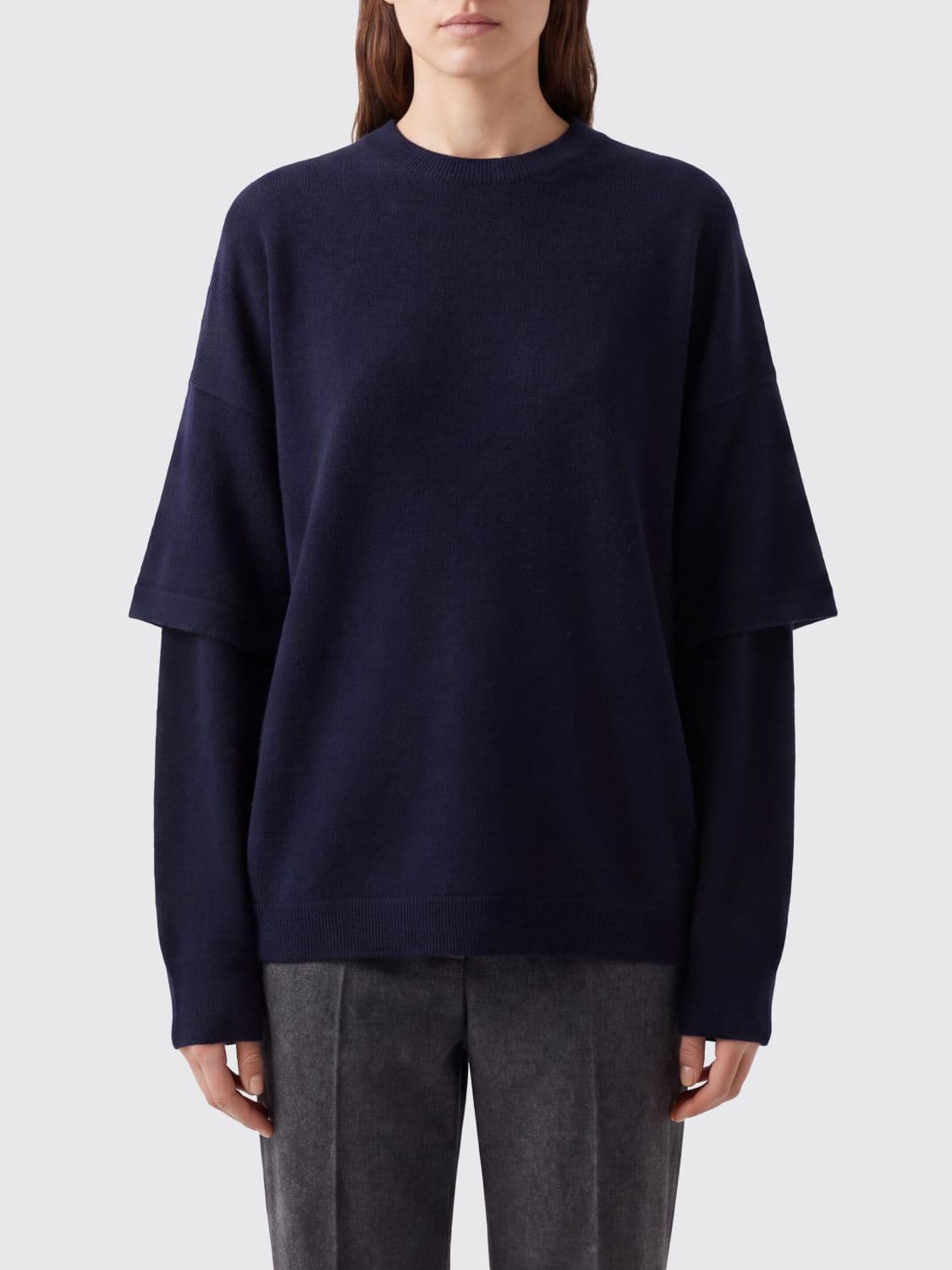 Darkpark Dropped Shoulder Crewneck Sweater in Merino Wool and Cashmere