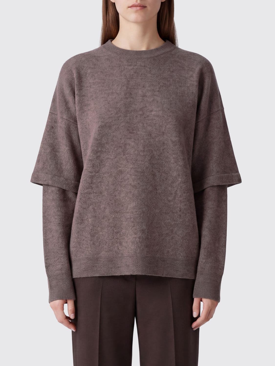 Darkpark Dropped Shoulder Crewneck Sweater in Merino Wool and Cashmere