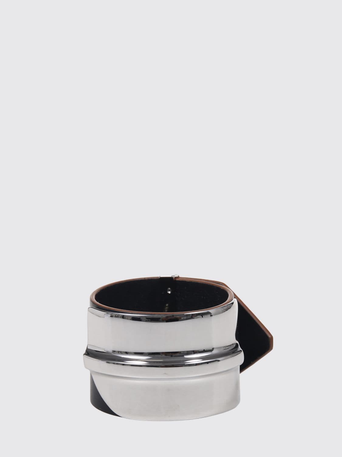 Max Mara Tavola Smooth Calfskin Leather Bracelet with Interlocking Clasp