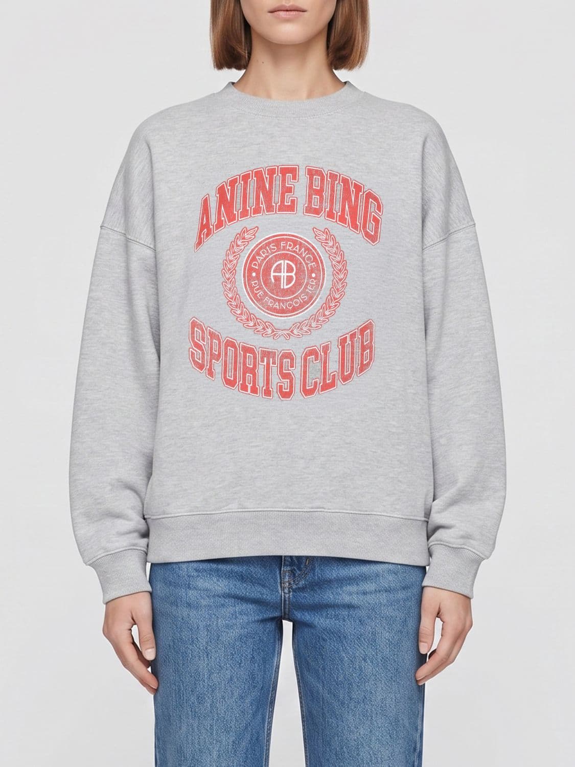 Anine Bing Relaxed Fit Logo Cotton-Blend Crewneck Sweatshirt · XXS