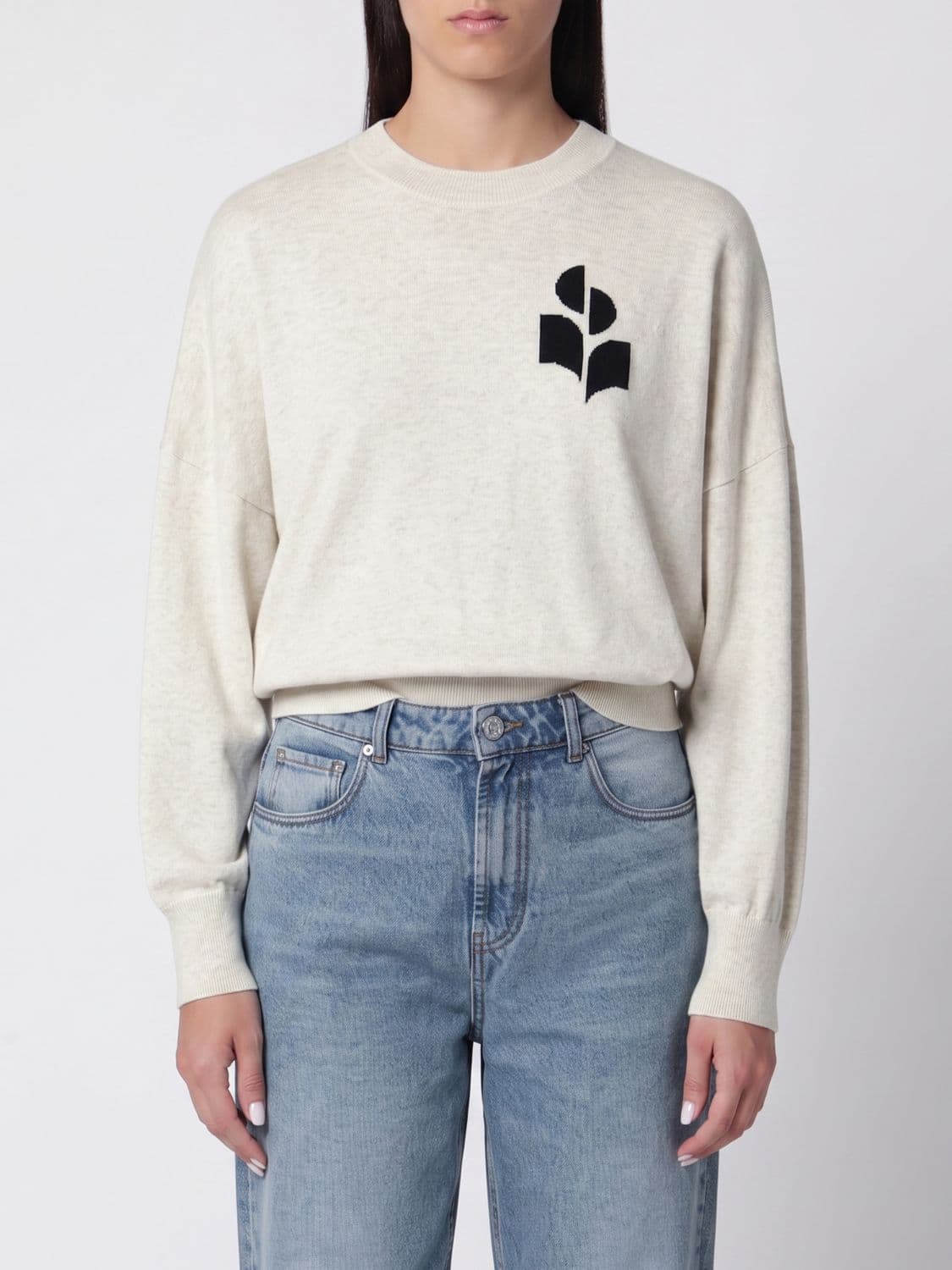 Isabel Marant Etoile Jacquard Logo Cotton and Wool Crewneck Jumper