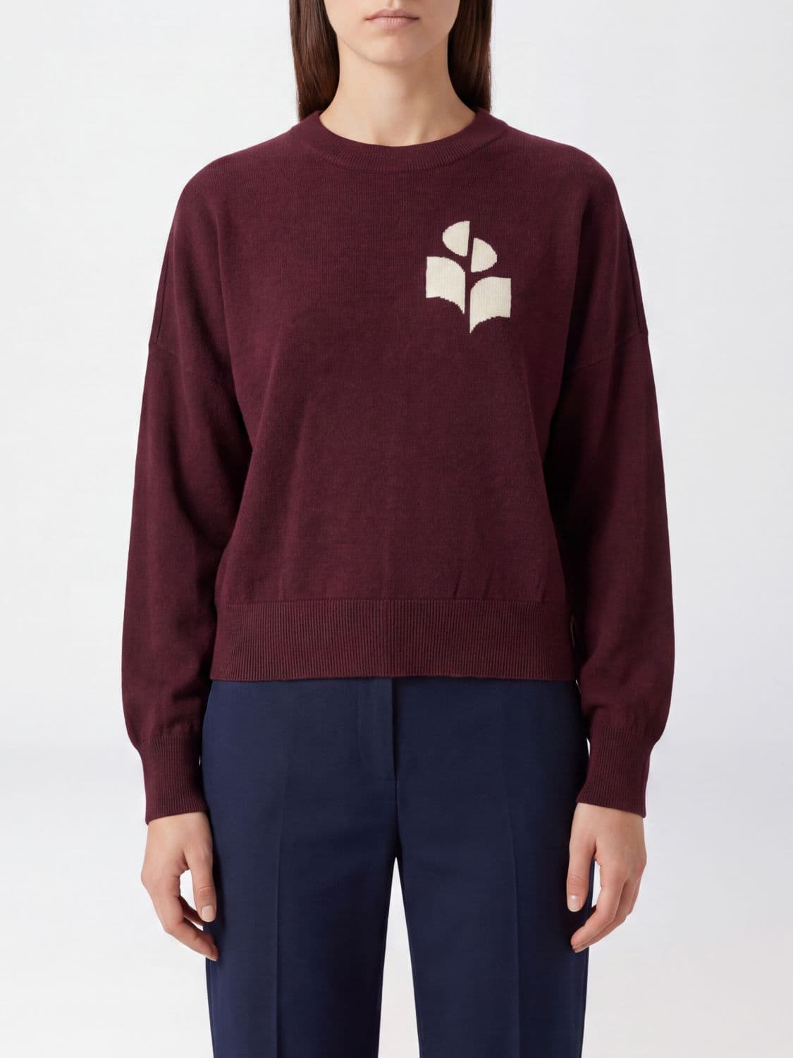 Isabel Marant Etoile Jacquard Logo Cotton and Wool Crewneck Jumper