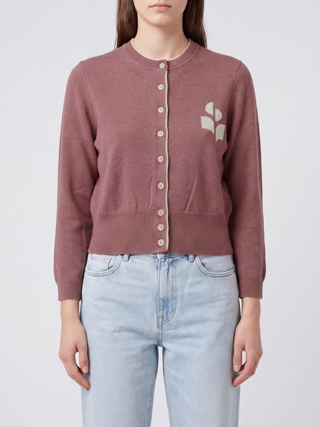 Isabel Marant Etoile Slim Fit Jacquard Logo Wool and Cotton-Blend Cardigan