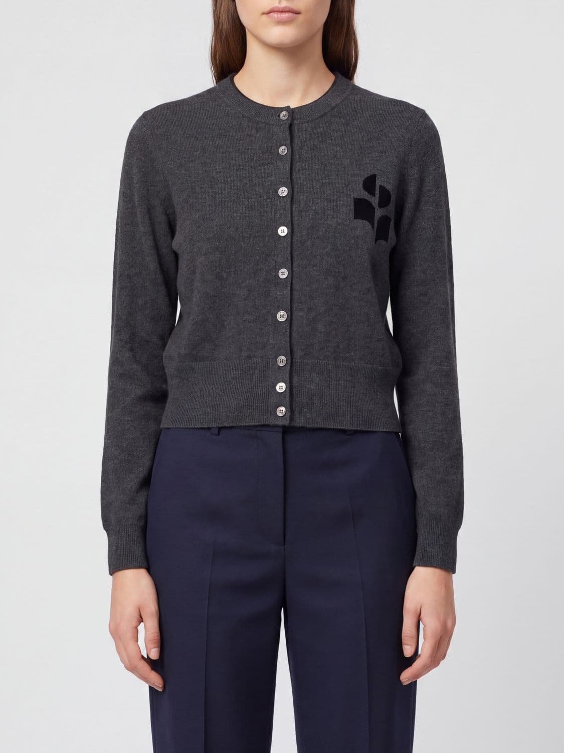 Isabel Marant Etoile Slim Fit Jacquard Logo Wool and Cotton-Blend Cardigan