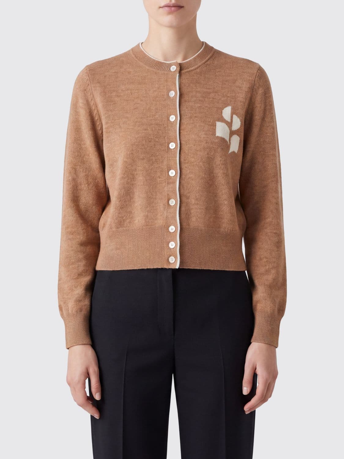 Isabel Marant Etoile Slim Fit Jacquard Logo Wool and Cotton-Blend Cardigan