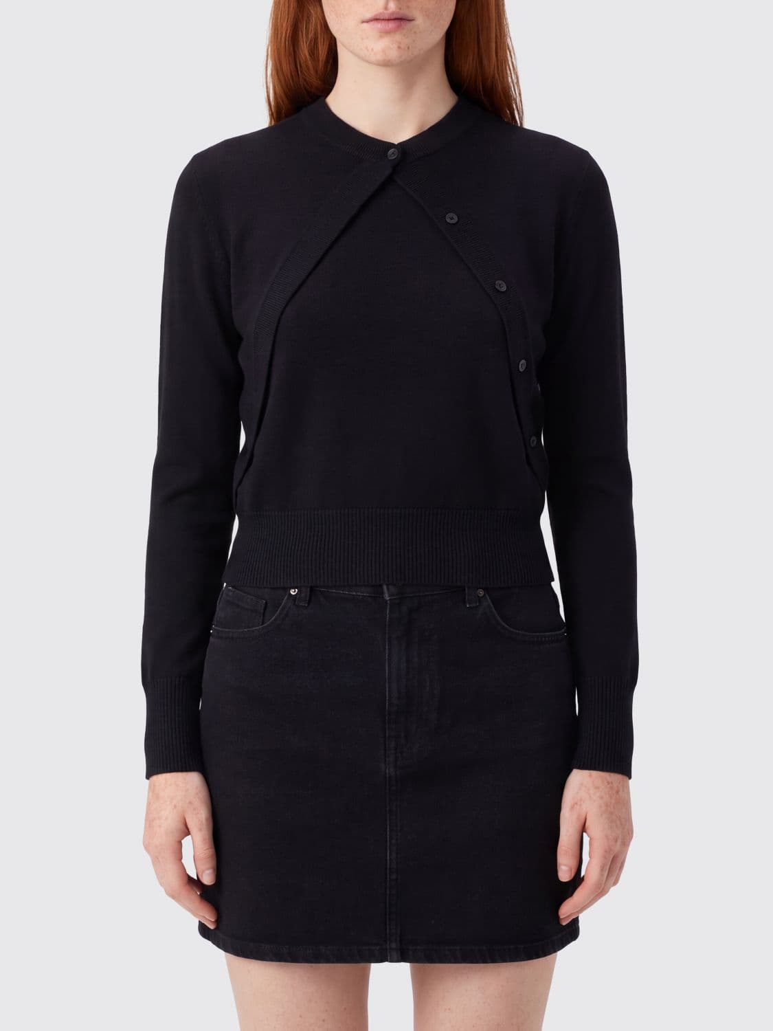 Pinko Pure Wool Crewneck Jumper with Long Sleeves and Ribbed Trim