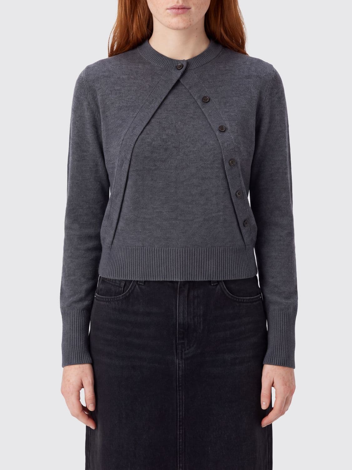 Pinko Pure Wool Crewneck Jumper with Long Sleeves and Ribbed Trim