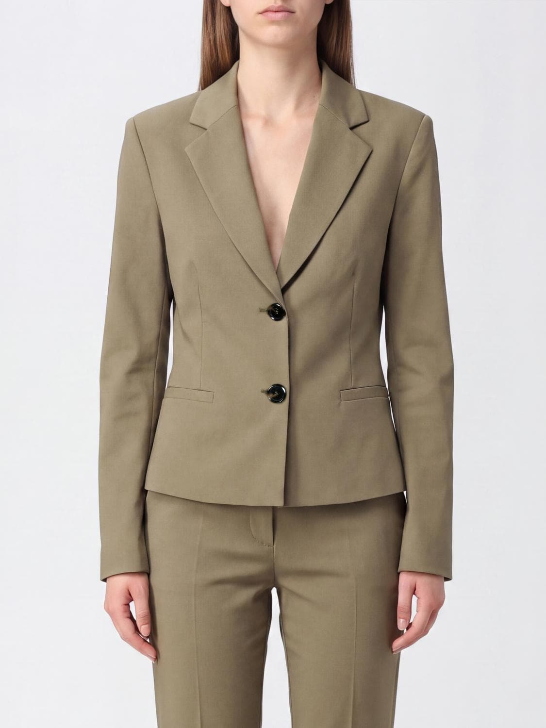Pinko Slim Fit Single-Breasted Crêpe Blazer with Two-Button Closure